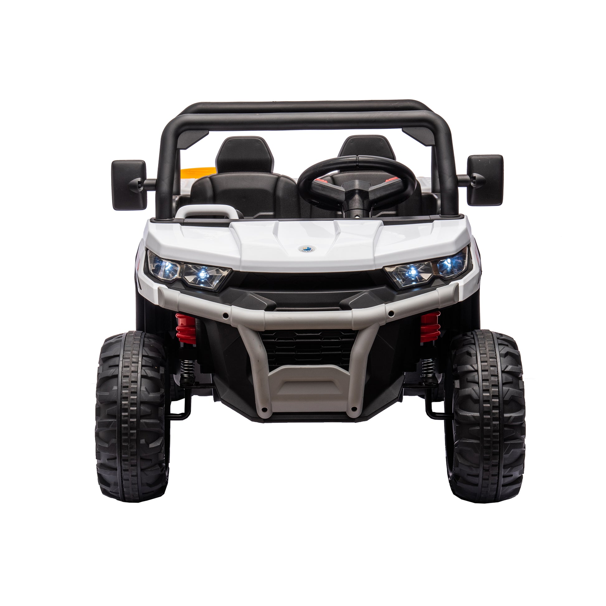 24V Ride On Truck 2 Seater Ride On Utv With 2X200W Motor Ride On Dump Truck With Dump Bed Shovel Ride On Car With Remote Control Electric Vehicle With Non Slip Tyre For Boys Girls White Plastic