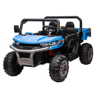 24V Ride On Truck 2 Seater Ride On Utv With 2X200W Motor Ride On Dump Truck With Dump Bed Shovel Ride On Car With Remote Control Electric Vehicle With Non Slip Tyre For Boys Girls Blue Plastic