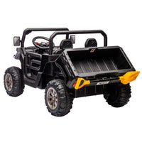 24V Ride On Truck 2 Seater Ride On Utv With 2X200W Motor Ride On Dump Truck With Dump Bed Shovel Ride On Car With Remote Control Electric Vehicle With Non Slip Tyre For Boys Girls Black Plastic