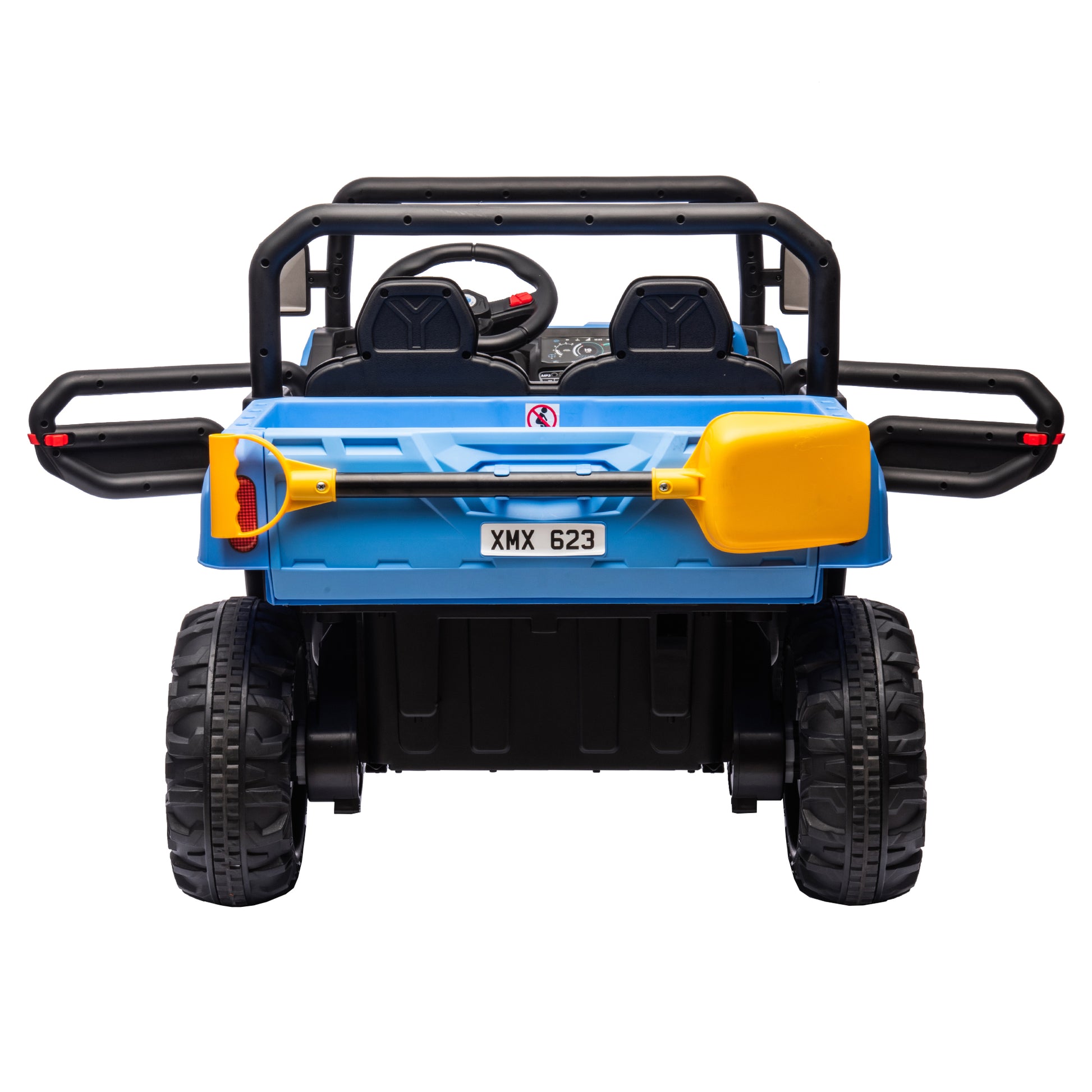 24V Ride On Truck 2 Seater Ride On Utv With 2X200W Motor Ride On Dump Truck With Dump Bed Shovel Ride On Car With Remote Control Electric Vehicle With Non Slip Tyre For Boys Girls Blue Plastic