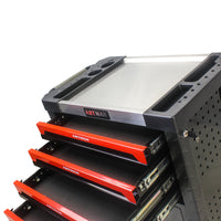 Removable 4 Drawers Tool Cart With Lock Black Red Metal