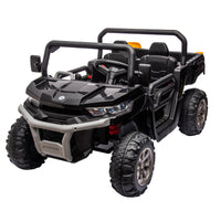 24V Ride On Truck 2 Seater Ride On Utv With 2X200W Motor Ride On Dump Truck With Dump Bed Shovel Ride On Car With Remote Control Electric Vehicle With Non Slip Tyre For Boys Girls Black Plastic