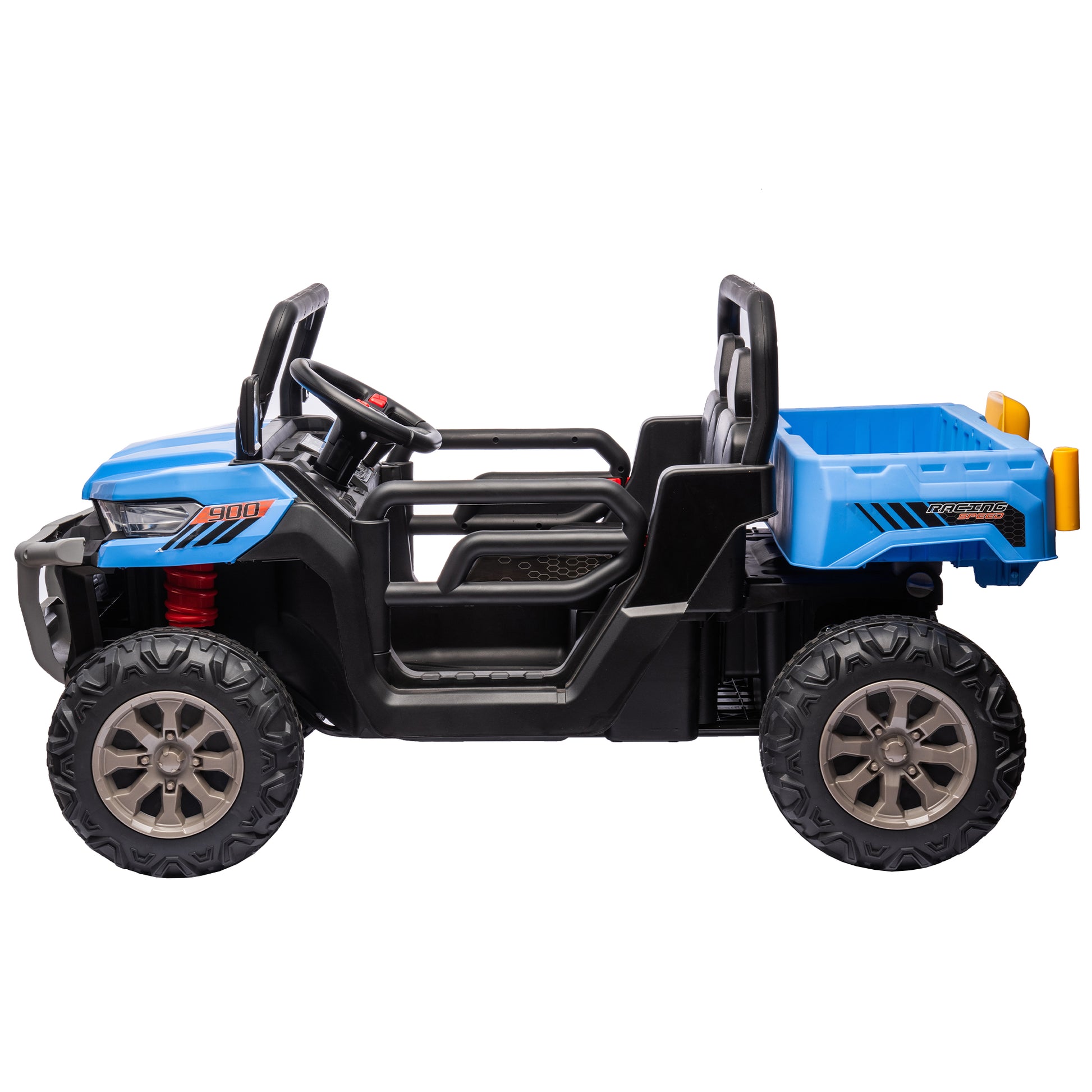 24V Ride On Truck 2 Seater Ride On Utv With 2X200W Motor Ride On Dump Truck With Dump Bed Shovel Ride On Car With Remote Control Electric Vehicle With Non Slip Tyre For Boys Girls Blue Plastic