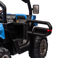 24V Ride On Truck 2 Seater Ride On Utv With 2X200W Motor Ride On Dump Truck With Dump Bed Shovel Ride On Car With Remote Control Electric Vehicle With Non Slip Tyre For Boys Girls Blue Plastic