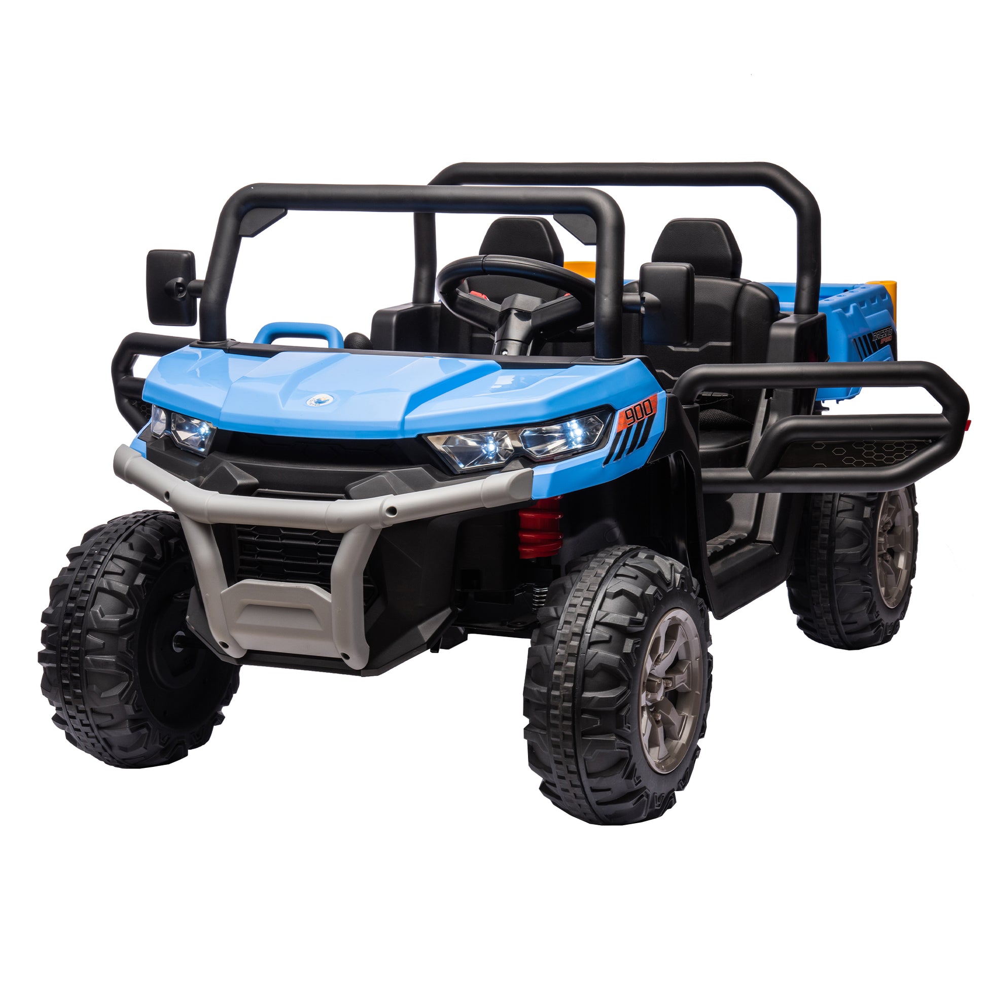 24V Ride On Truck 2 Seater Ride On Utv With 2X200W Motor Ride On Dump Truck With Dump Bed Shovel Ride On Car With Remote Control Electric Vehicle With Non Slip Tyre For Boys Girls Blue Plastic