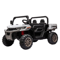 24V Ride On Truck 2 Seater Ride On Utv With 2X200W Motor Ride On Dump Truck With Dump Bed Shovel Ride On Car With Remote Control Electric Vehicle With Non Slip Tyre For Boys Girls White Plastic