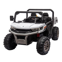 24V Ride On Truck 2 Seater Ride On Utv With 2X200W Motor Ride On Dump Truck With Dump Bed Shovel Ride On Car With Remote Control Electric Vehicle With Non Slip Tyre For Boys Girls White Plastic