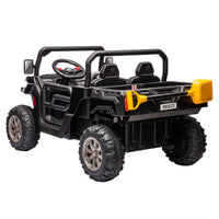 24V Ride On Truck 2 Seater Ride On Utv With 2X200W Motor Ride On Dump Truck With Dump Bed Shovel Ride On Car With Remote Control Electric Vehicle With Non Slip Tyre For Boys Girls Black Plastic