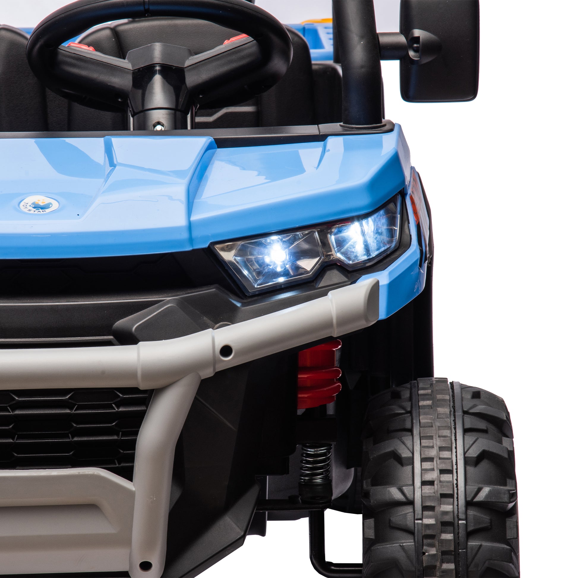 24V Ride On Truck 2 Seater Ride On Utv With 2X200W Motor Ride On Dump Truck With Dump Bed Shovel Ride On Car With Remote Control Electric Vehicle With Non Slip Tyre For Boys Girls Blue Plastic