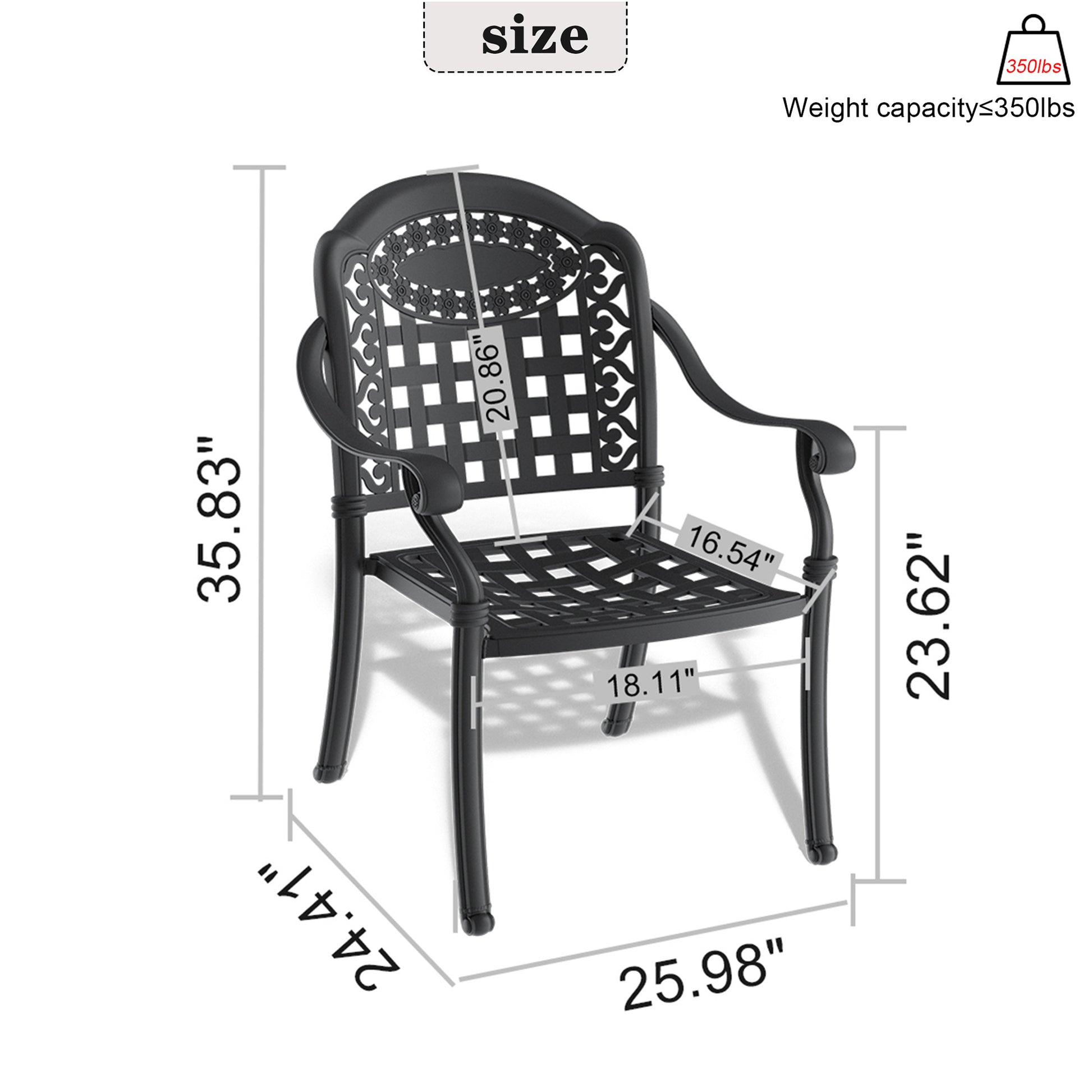 Cast Aluminum Patio Dining Chair 2Pcs With Black Frame And Cushions In Random Colors Yes Complete Patio Set Black Rust Resistant Frame Water Resistant Cushion Garden & Outdoor Complete Patio Sets Aluminium