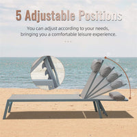 Patio Chaise Lounge Set Of 3, Aluminum Lounge Chairs With 5 Adjustable Positions, Outdoor Chaise Lounge For Pool, Deck, Garden, Backyard, Sunbathing Khaki,2 Lounge Chairs 1 Table Khaki Aluminium