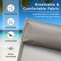Outdoor Chaise Lounge Set Of 2 Patio Recliner Chairs With Adjustable Backrest And Removable Pillow For Indoor&Outdoor Beach Pool Sunbathing Lawn Khaki,2 Lounge Chairs Khaki Aluminium