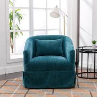 360 Degree Swivel Accent Armchair Linen Blend Green Green Foam Upholstered