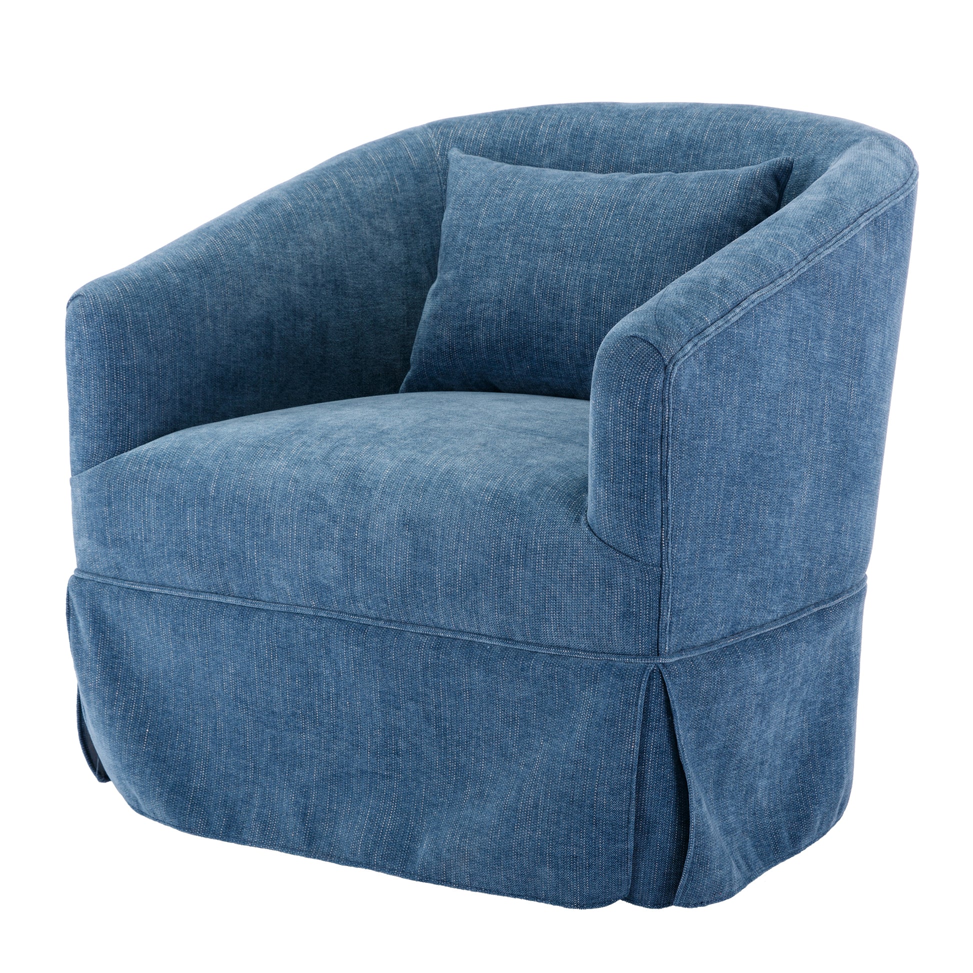 360 Degree Swivel Accent Armchair Linen Blend Blue Blue Foam Upholstered