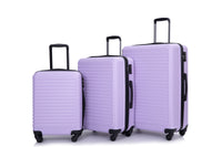 3 Piece Luggage Sets Abs Lightweight Suitcase With Two Hooks, Spinner Wheels, Tsa Lock, 20 24 28 Lavender Purple Lavender Purple Abs