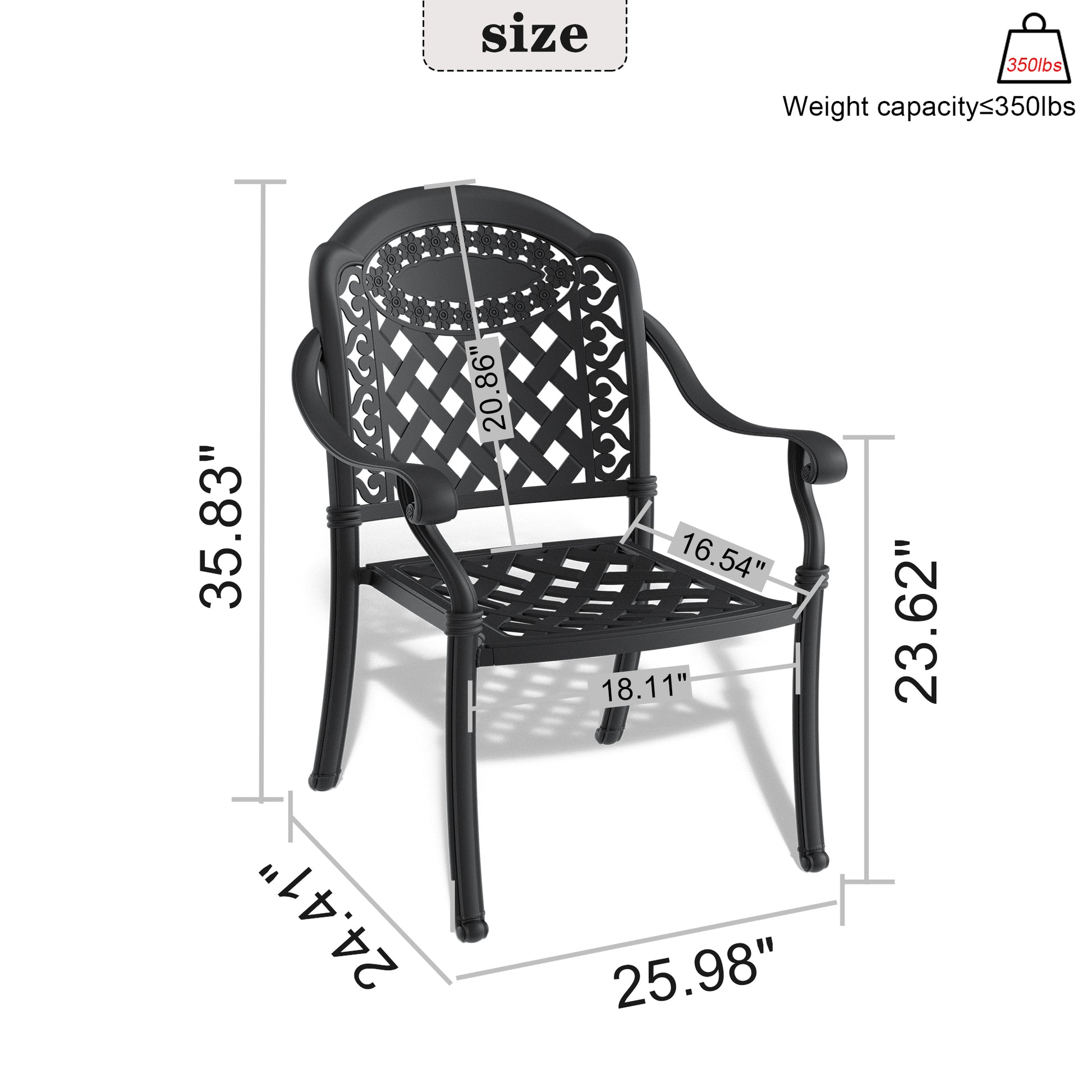 Cast Aluminum Patio Dining Chair 2Pcs With Black Frame And Cushions In Random Colors Yes Dining Set Black Rust Resistant Frame Water Resistant Cushion Garden & Outdoor Complete Patio Sets Aluminium