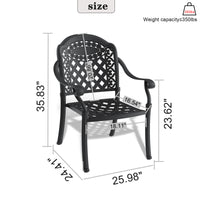 Cast Aluminum Patio Dining Chair 2Pcs With Black Frame And Cushions In Random Colors Yes Dining Set Black Rust Resistant Frame Water Resistant Cushion Garden & Outdoor Complete Patio Sets Aluminium