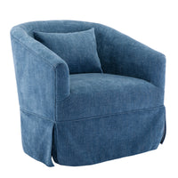 360 Degree Swivel Accent Armchair Linen Blend Blue Blue Foam Upholstered