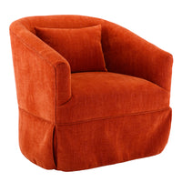 360 Degree Swivel Accent Armchair Linen Blend Orange Orange Foam Upholstered