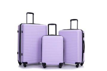 3 Piece Luggage Sets Abs Lightweight Suitcase With Two Hooks, Spinner Wheels, Tsa Lock, 20 24 28 Lavender Purple Lavender Purple Abs