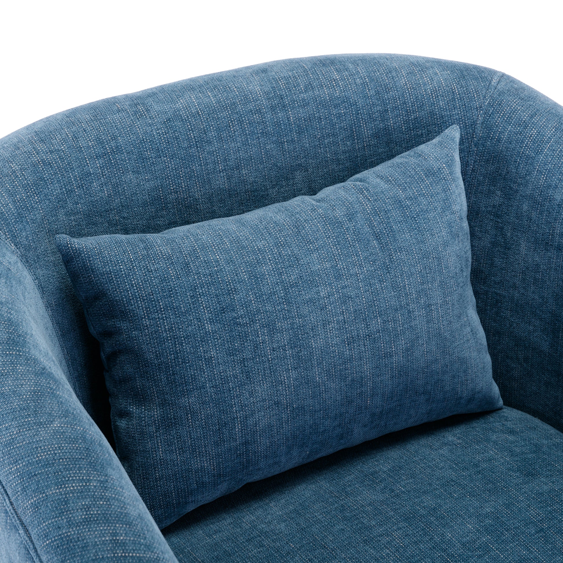 360 Degree Swivel Accent Armchair Linen Blend Blue Blue Foam Upholstered