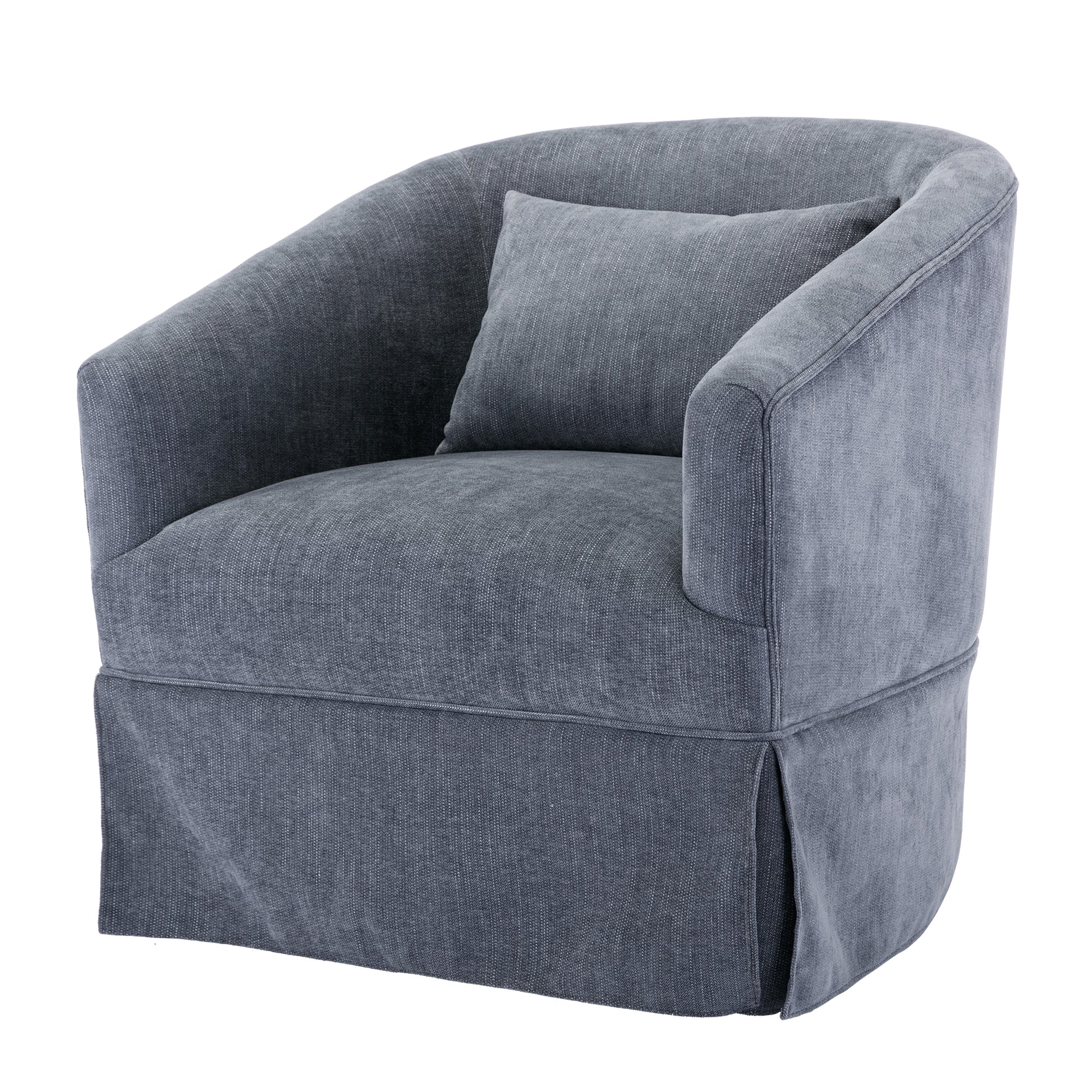 360 Degree Swivel Accent Armchair Linen Blend Grey Grey Foam Upholstered