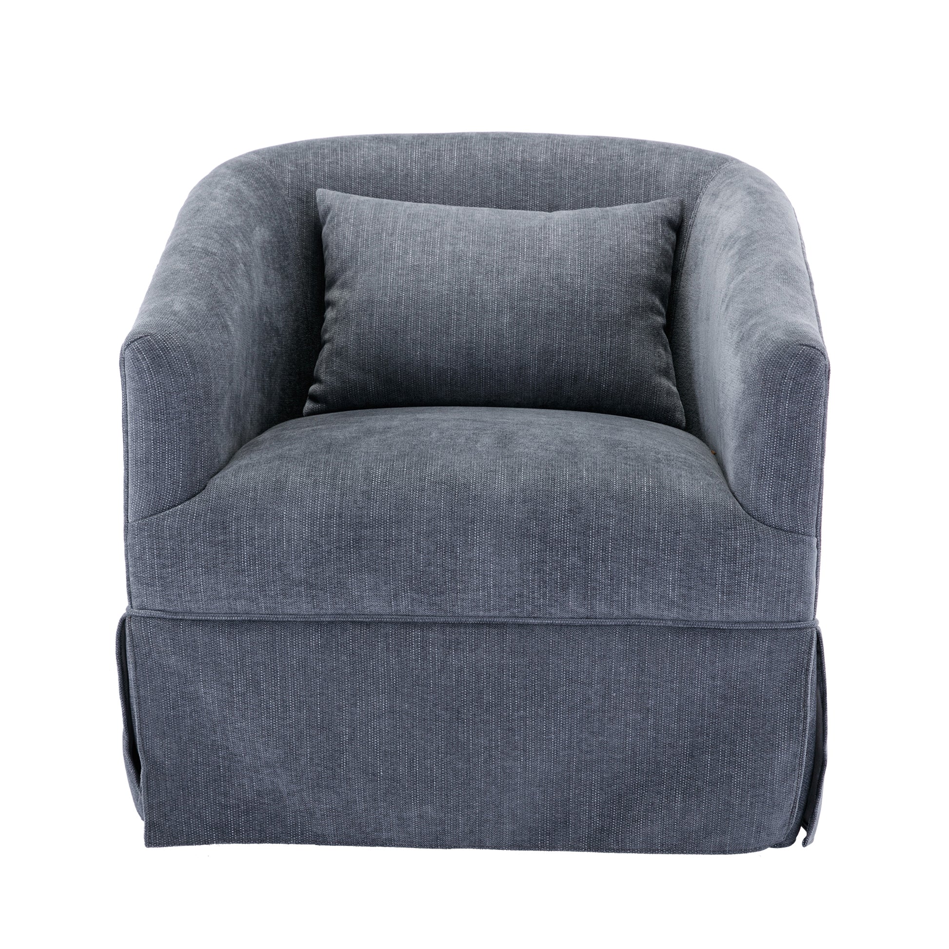 360 Degree Swivel Accent Armchair Linen Blend Grey Grey Foam Upholstered