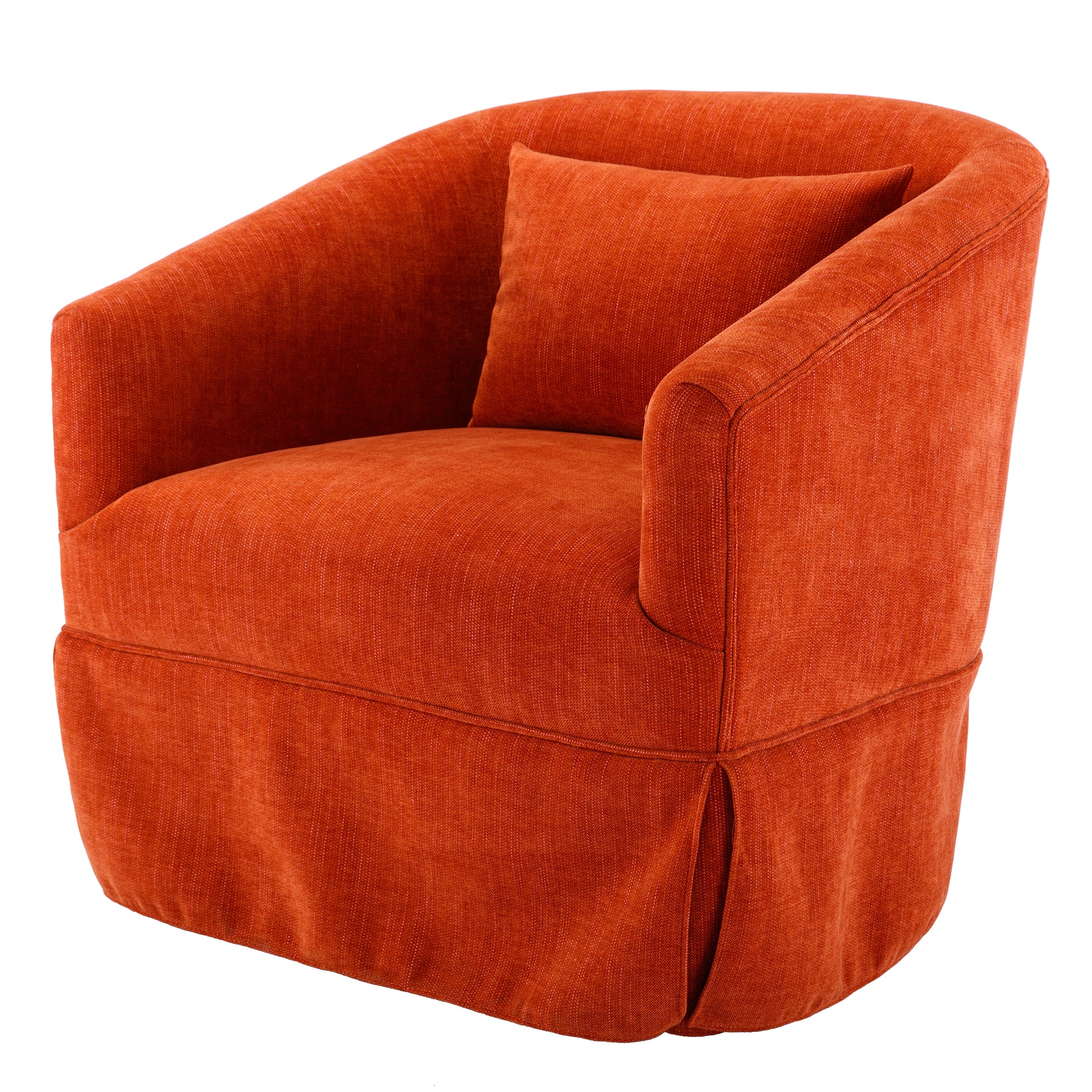 360 Degree Swivel Accent Armchair Linen Blend Orange Orange Foam Upholstered