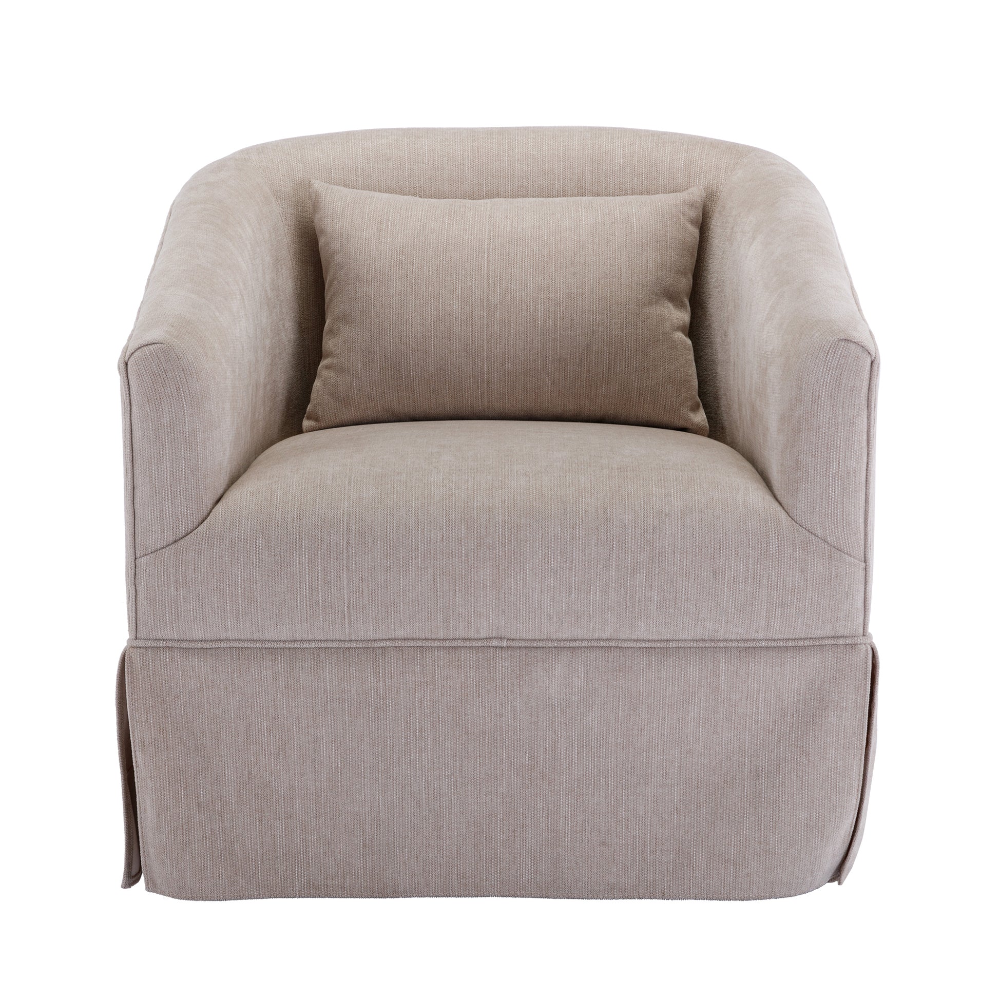 360 Degree Swivel Accent Armchair Linen Blend Beige Beige Foam Upholstered