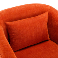 360 Degree Swivel Accent Armchair Linen Blend Orange Orange Foam Upholstered