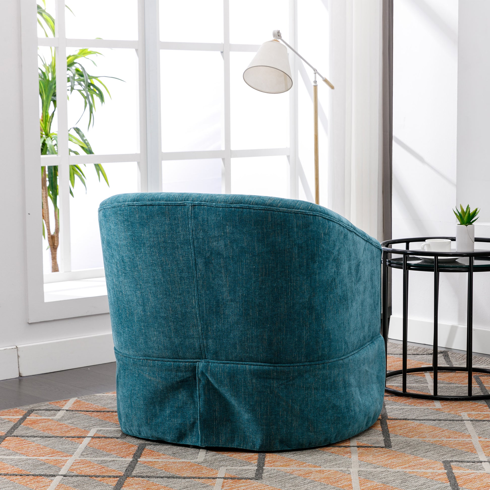 360 Degree Swivel Accent Armchair Linen Blend Green Green Foam Upholstered