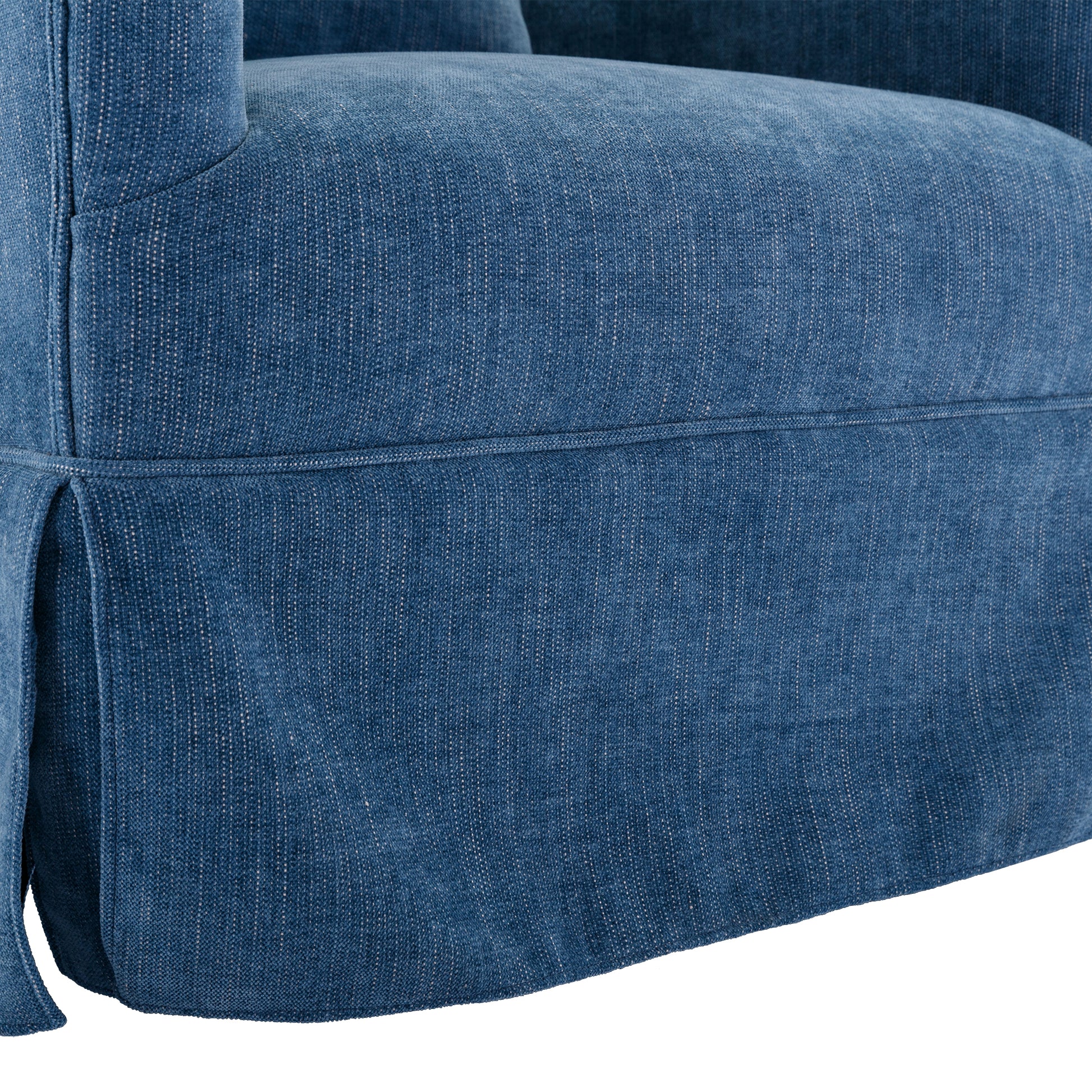 360 Degree Swivel Accent Armchair Linen Blend Blue Blue Foam Upholstered