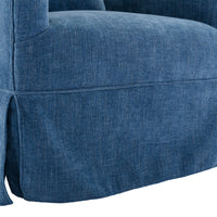 360 Degree Swivel Accent Armchair Linen Blend Blue Blue Foam Upholstered