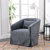 360 Degree Swivel Accent Armchair Linen Blend Grey Grey Foam Upholstered