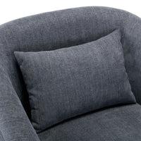 360 Degree Swivel Accent Armchair Linen Blend Grey Grey Foam Upholstered