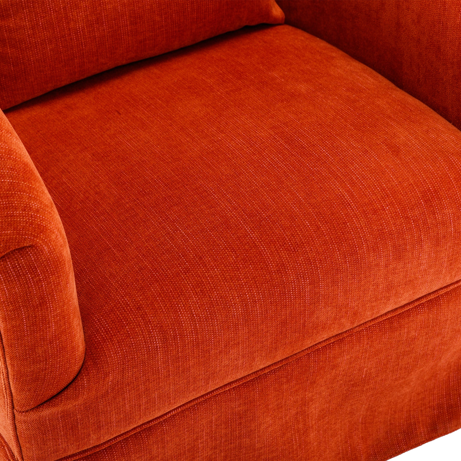 360 Degree Swivel Accent Armchair Linen Blend Orange Orange Foam Upholstered