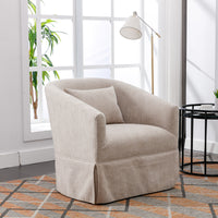 360 Degree Swivel Accent Armchair Linen Blend Beige Beige Foam Upholstered