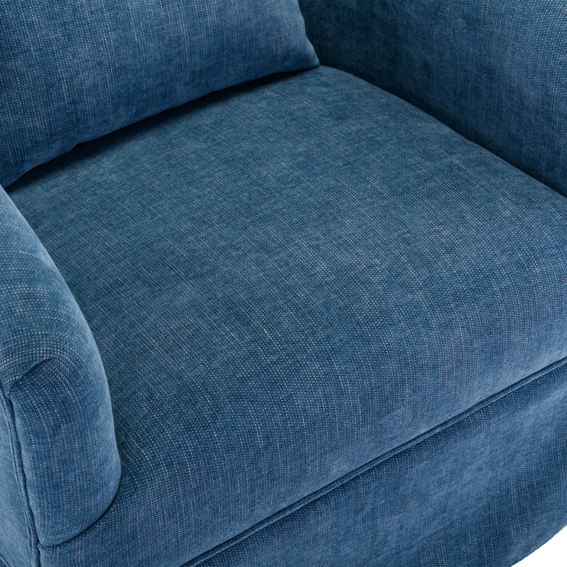 360 Degree Swivel Accent Armchair Linen Blend Blue Blue Foam Upholstered