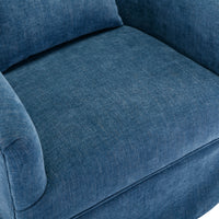 360 Degree Swivel Accent Armchair Linen Blend Blue Blue Foam Upholstered