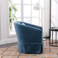 360 Degree Swivel Accent Armchair Linen Blend Blue Blue Foam Upholstered