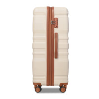 Luggage Sets Model Expandable Abs Hardshell 3Pcs Clearance Luggage Hardside Lightweight Durable Suitcase Sets Spinner Wheels Suitcase With Tsa Lock 20''24''28'' Beige And Brown Beige Brown Abs