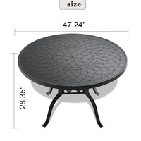 47.24 Inch Cast Aluminum Patio Dining Table With Black Frame And Carved Texture On The Tabletop Dining Set Black Rust Resistant Frame Water Resistant Cushion Garden & Outdoor Complete Patio Sets Aluminium