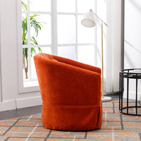 360 Degree Swivel Accent Armchair Linen Blend Orange Orange Foam Upholstered