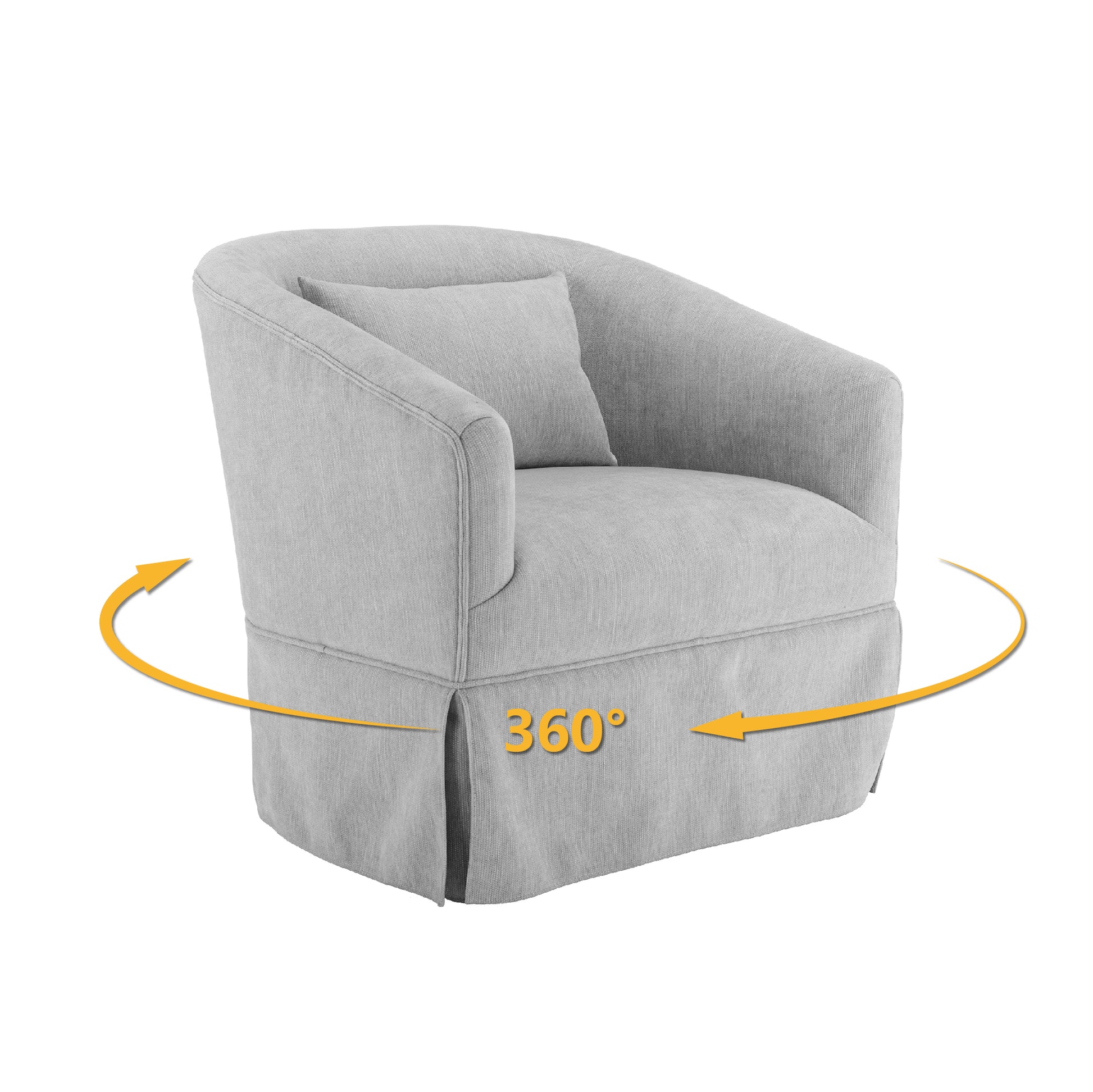 360 Degree Swivel Accent Armchair Linen Blend Grey Grey Foam Upholstered