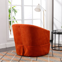 360 Degree Swivel Accent Armchair Linen Blend Orange Orange Foam Upholstered