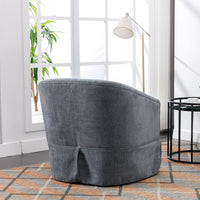 360 Degree Swivel Accent Armchair Linen Blend Grey Grey Foam Upholstered