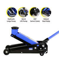 Hydraulic Trolley Low Profile And Steel Racing 3Ton 6,000 Lb Capacity, Floor Jack With Piston Quick Lift Single Pump, Blue Lifting Range 5.1" 20" Black Blue Steel