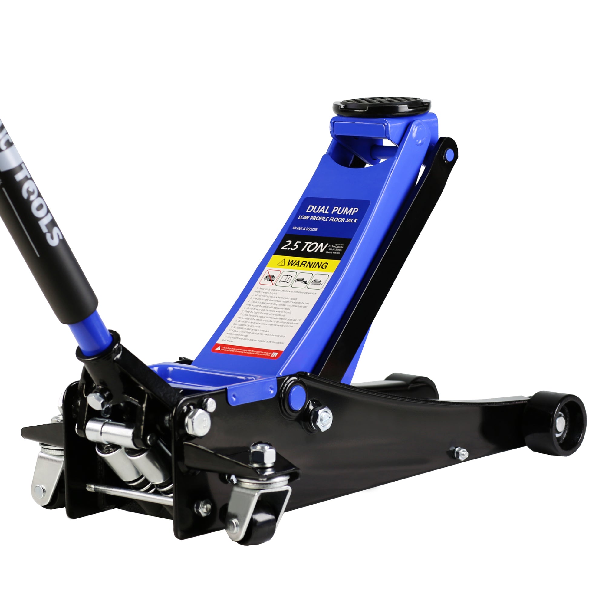 2.5 Ton Low Profile Floor Jack, Steel Racing Floor Jack With Dual Pistons Quick Lift Pump, Hydraulic Floor Jack Lifting Range 3.5" 19.5" Black Blue Steel