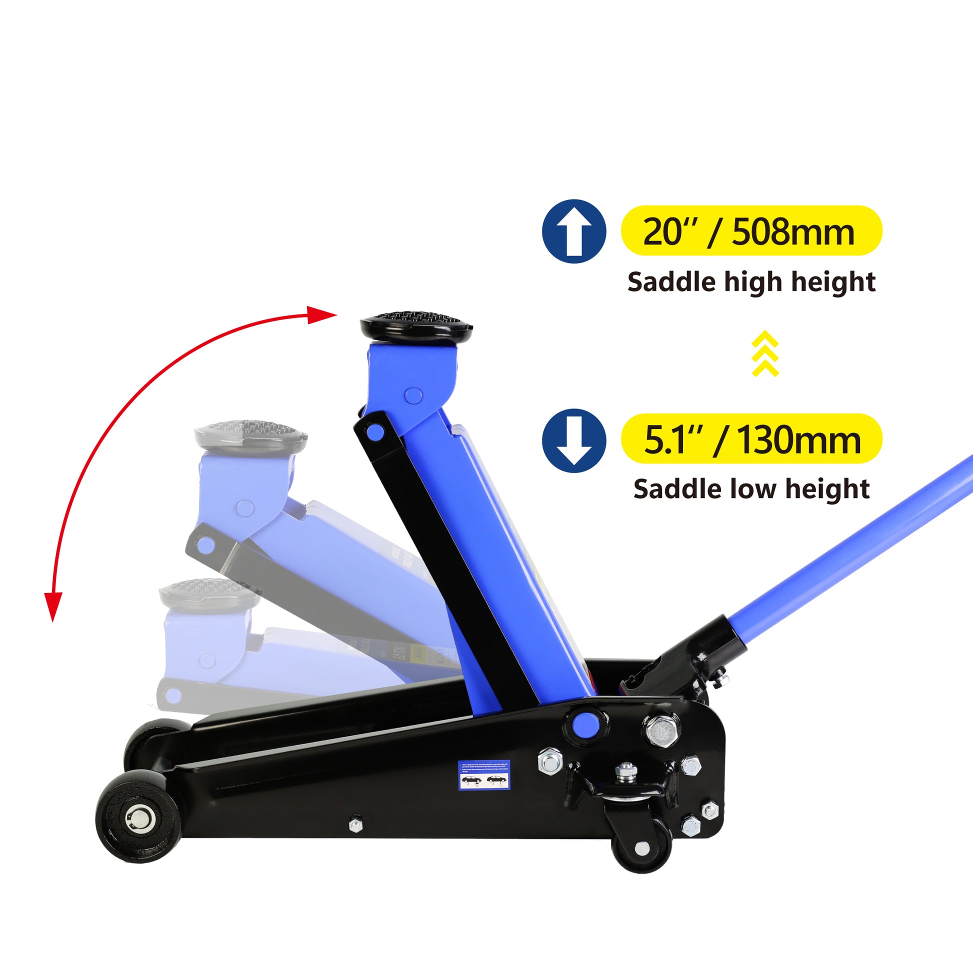 Hydraulic Trolley Low Profile And Steel Racing 3Ton 6,000 Lb Capacity, Floor Jack With Piston Quick Lift Single Pump, Blue Lifting Range 5.1" 20" Black Blue Steel