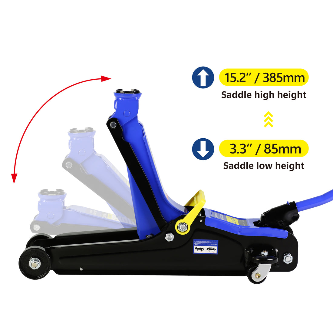 Floor Jack, 2 Ton Low Profile Floor Jack, Heav Yduty Steel Racing Floor Jack With Single Piston Quicklift Pump, Floor Jack Lifting Range 3.3" 15.2" Black Blue Steel